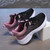 Women's black pink flyknit pattern stripe texture shoe sneaker 08