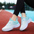 Women's white green flyknit pattern stripe texture shoe sneaker 07