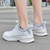 Women's white grey mesh stripe accents shoe sneaker 04