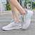 Women's white grey mesh stripe accents shoe sneaker 05