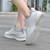 Women's white grey mesh stripe accents shoe sneaker 06