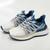 Women's beige blue logo pattern stripe shoe sneaker 06