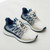 Women's beige blue logo pattern stripe shoe sneaker 09