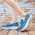 Women's blue canvas plain slip on rocker bottom shoe sneaker 04