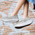 Women's grey canvas plain slip on rocker bottom shoe sneaker 06
