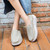 Women's grey canvas plain slip on rocker bottom shoe sneaker 03