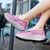 Women's pink canvas plain slip on rocker bottom shoe sneaker 05