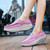 Women's pink canvas plain slip on rocker bottom shoe sneaker 06