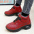 Women's red velcro thread accents winter double rocker bottom shoe boot 03