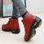 Women's red velcro thread accents winter double rocker bottom shoe boot 04