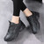 Women's black check pattern casual shoe sneaker 04