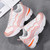 Women's white pink check pattern casual shoe sneaker 08