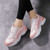Women's white pink check pattern casual shoe sneaker 02