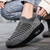 Women's grey flyknit stripe texture pattern slip on rocker bottom sneaker 07