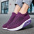 Women's purple flyknit stripe texture pattern slip on rocker bottom sneaker 08