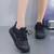 Women's black buckle strap accents casual shoe sneaker 04