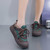 Women's brown green buckle strap accents casual shoe sneaker 02