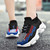 Women's black color square pattern sock like casual shoe sneaker 02