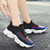 Women's black color square pattern sock like casual shoe sneaker 05