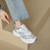 Women's grey stripe & logo pattern thick sole shoe sneaker 05