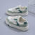 Women's beige green mini strap accents casual shoe sneaker 05