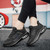 Women's black curve & stripe pattern casual shoe sneaker 02