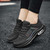 Women's black curve & stripe pattern casual shoe sneaker 04