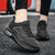 Women's black curve & stripe pattern casual shoe sneaker 07