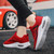 Women's red curve & stripe pattern casual shoe sneaker 03