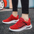 Women's red curve & stripe pattern casual shoe sneaker 04