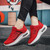 Women's red curve & stripe pattern casual shoe sneaker 05