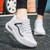 Women's white curve & stripe pattern casual shoe sneaker 05