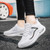 Women's white curve & stripe pattern casual shoe sneaker 07