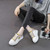 Women's white pink label pattern thick sole casual shoe sneaker 03