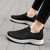 Women's black plain flyknit casual slip on shoe sneaker 08