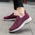 Women's purple plain flyknit casual slip on shoe sneaker 07