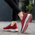 Women's red plain flyknit casual slip on shoe sneaker 07