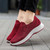 Women's red plain flyknit casual slip on shoe sneaker 08