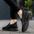 Women's black flyknit stripe accents & print slip on shoe sneaker 04