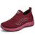Women's red flyknit stripe accents & print slip on shoe sneaker 01