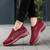 Women's red flyknit stripe accents & print slip on shoe sneaker 04