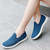 Women's blue flyknit simple plain casual slip on shoe sneaker 08