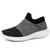 Women's grey flyknit stripe texture sock like entry slip on shoe sneaker 01