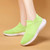 Women's green flyknit stripe texture sock like entry slip on shoe sneaker 07