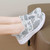 Women's blue camo pattern & strap slip on shoe sneaker 05