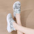 Women's blue camo pattern & strap slip on shoe sneaker 08