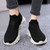 Women's black flyknit hollow out sock like slip on shoe sneaker 05