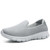 Women's grey mesh plain casual slip on shoe sneaker 01