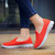 Women's orange mesh plain casual slip on shoe sneaker 04