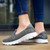 Women's grey mesh stripe accents casual slip on shoe sneaker 06